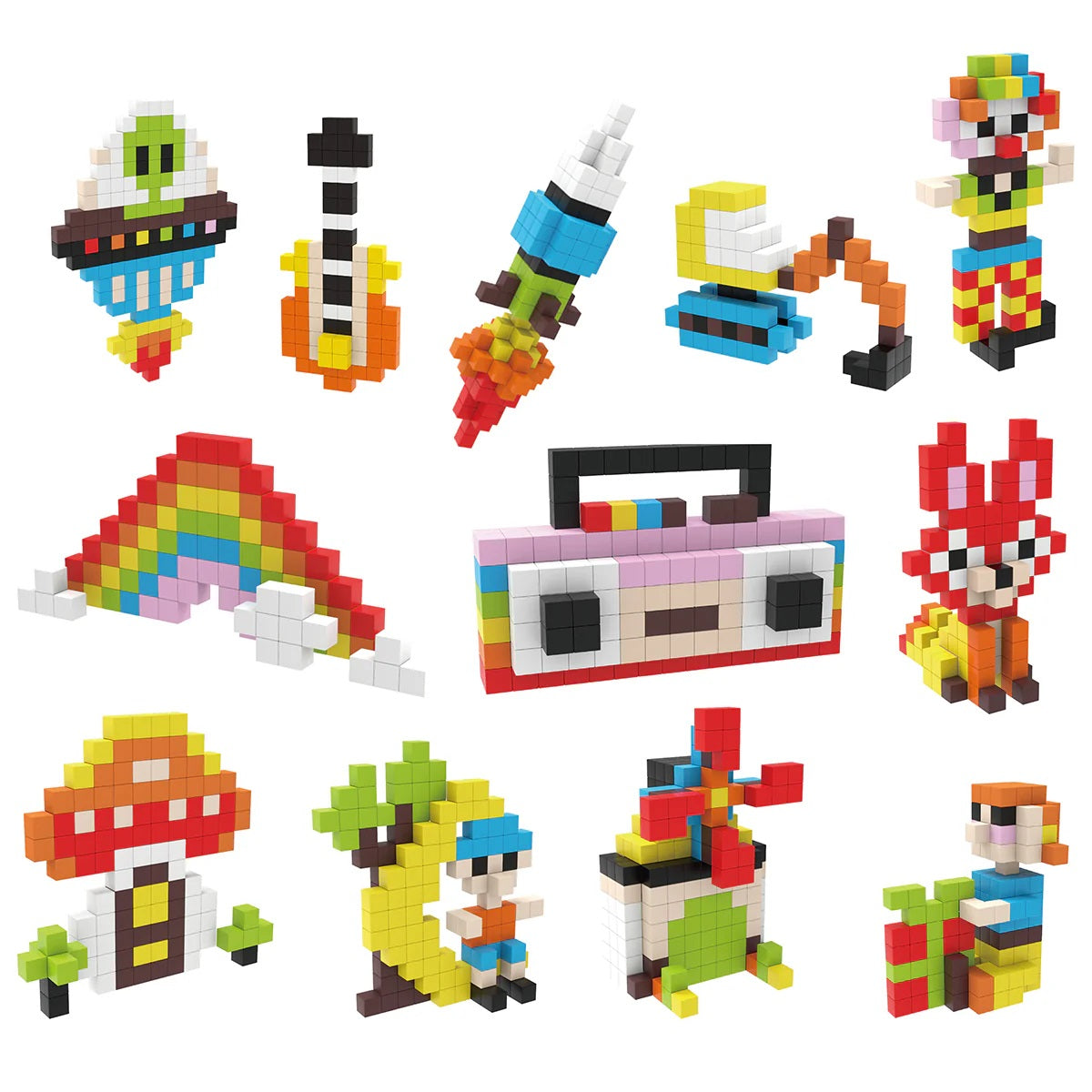 PicassoTiles Pixel Mini Magnetic Puzzle Cube 400 Piece Set