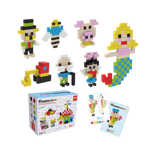 PicassoTiles Pixel Mini Magnetic Puzzle Cube 200 Piece Set
