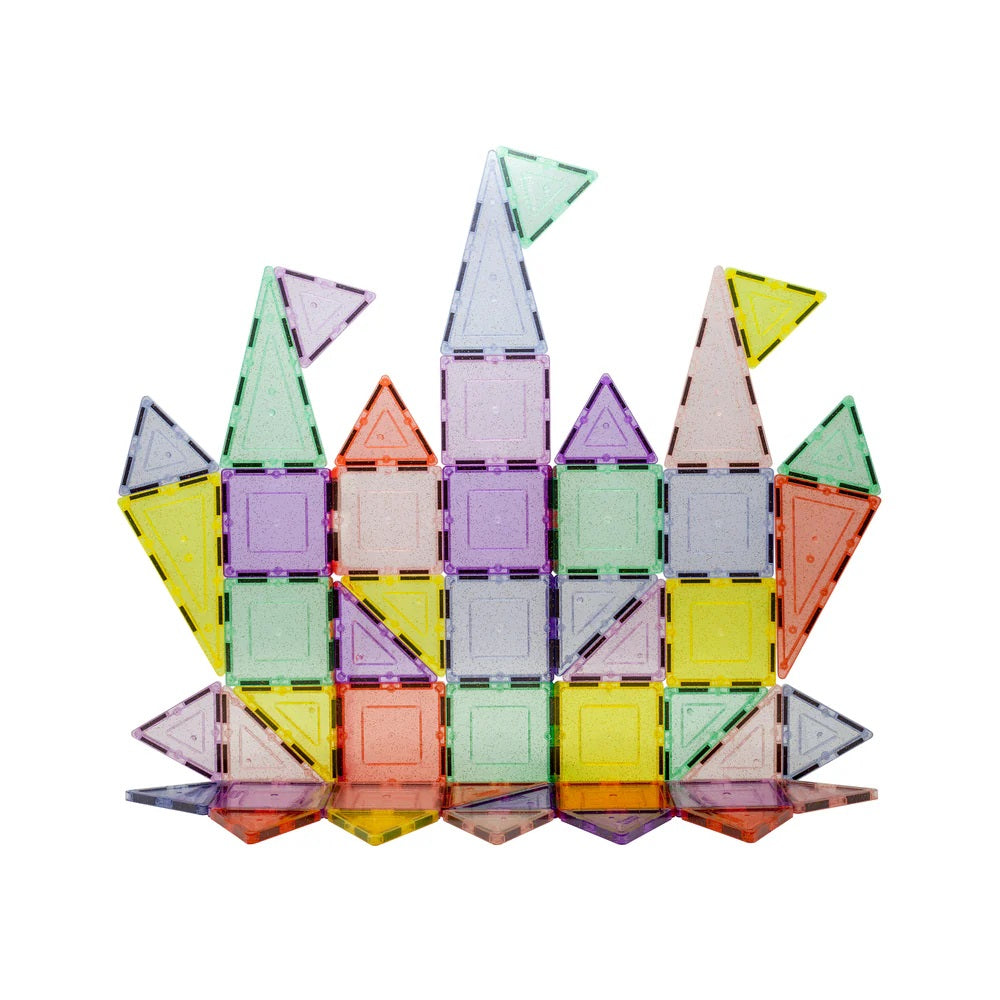 PicassoTiles Glitter Magnetic Tiles Building Set 48 Pieces