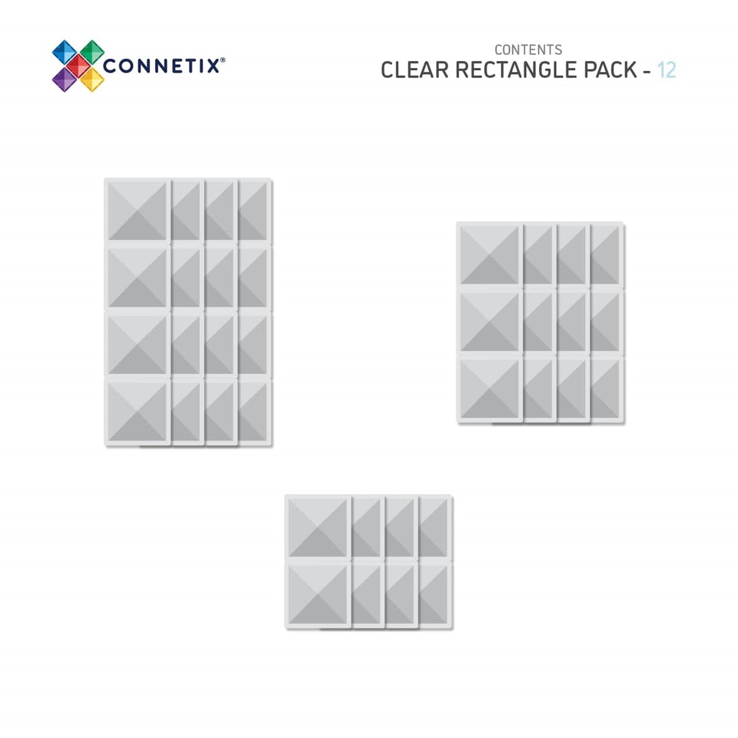 Connetix Clear Rectangle Pack - 12 Piece Set