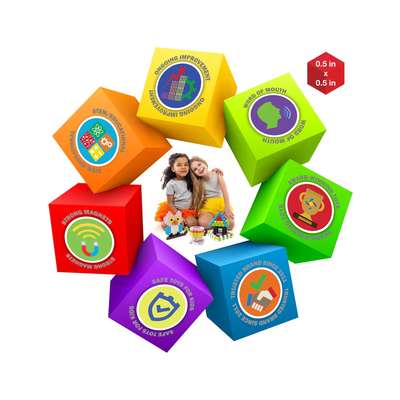 PicassoTiles Pixel Mini Magnetic Puzzle Cube 100 Piece Set
