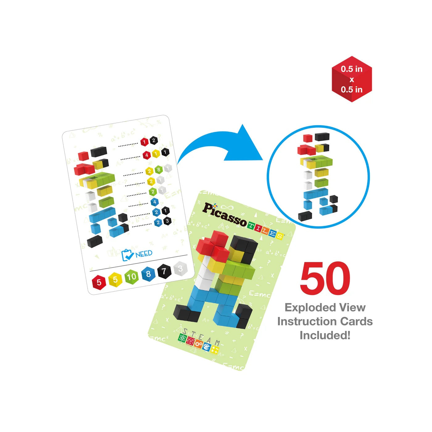 PicassoTiles Pixel Mini Magnetic Puzzle Cube 100 Piece Set