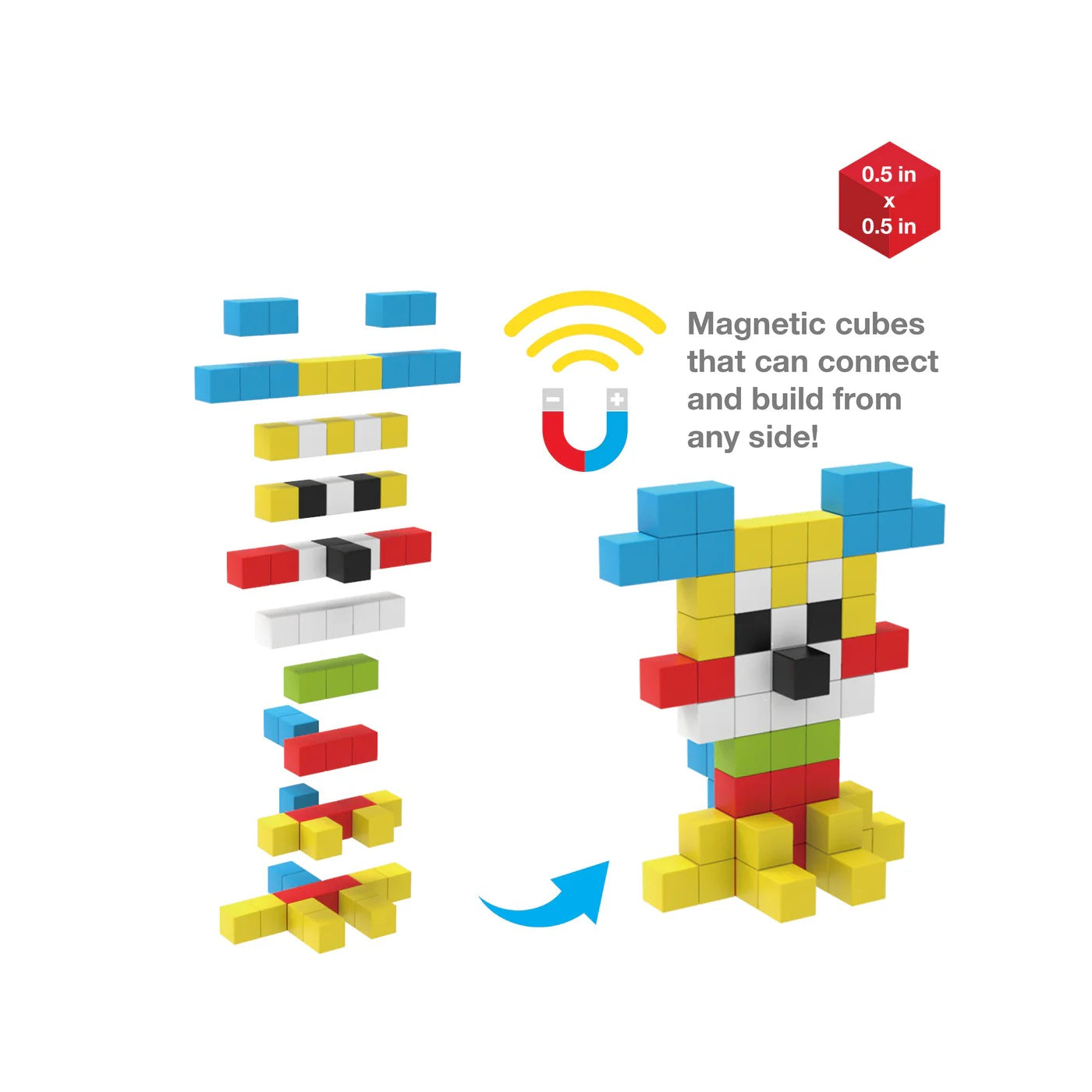 PicassoTiles Pixel Mini Magnetic Puzzle Cube 100 Piece Set