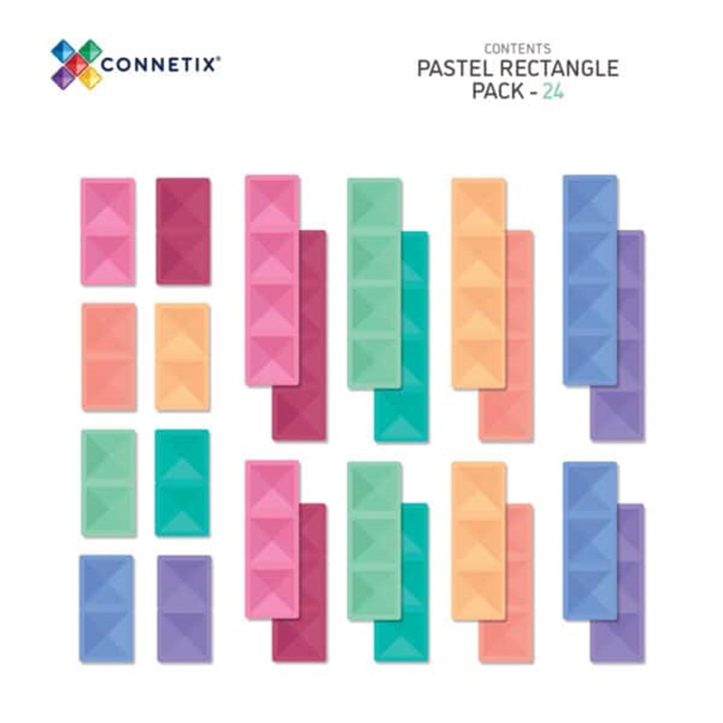 Connetix Pastel Rectangle Pack - 24 Piece Set