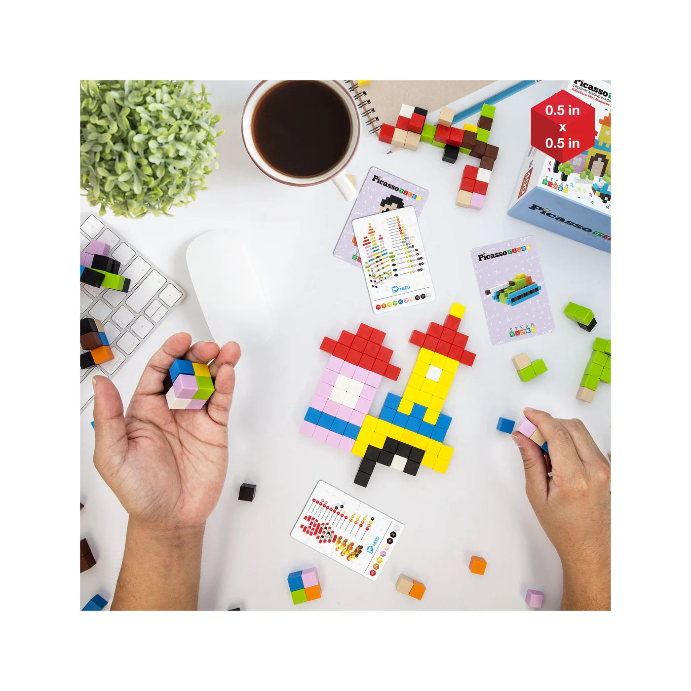 PicassoTiles Pixel Mini Magnetic Puzzle Cube 100 Piece Set