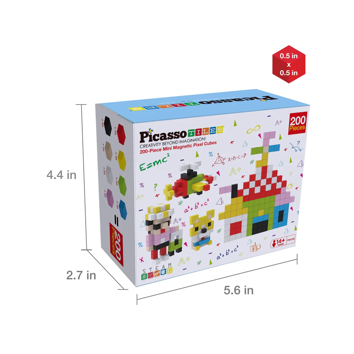 PicassoTiles Pixel Mini Magnetic Puzzle Cube 200 Piece Set