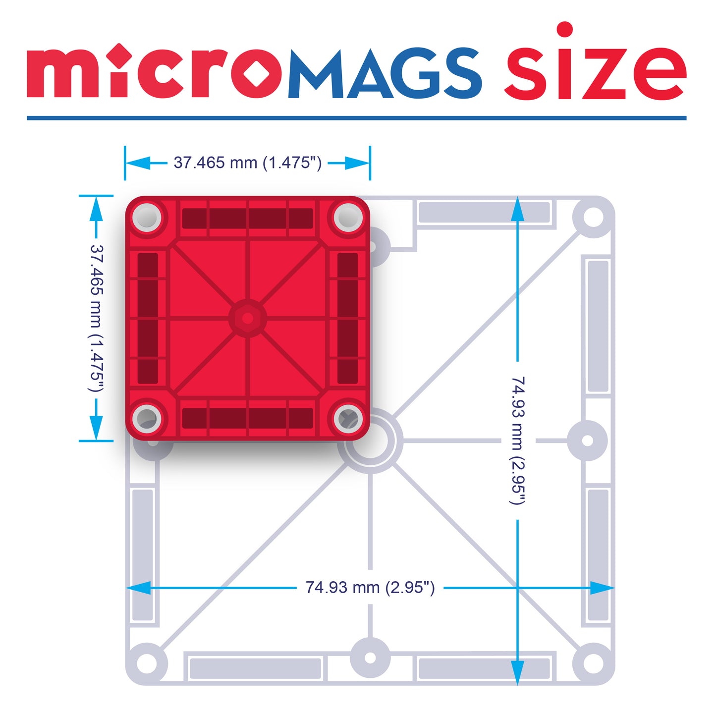 Magna-Tiles microMAGS 26 Piece Travel Set Bold Colors