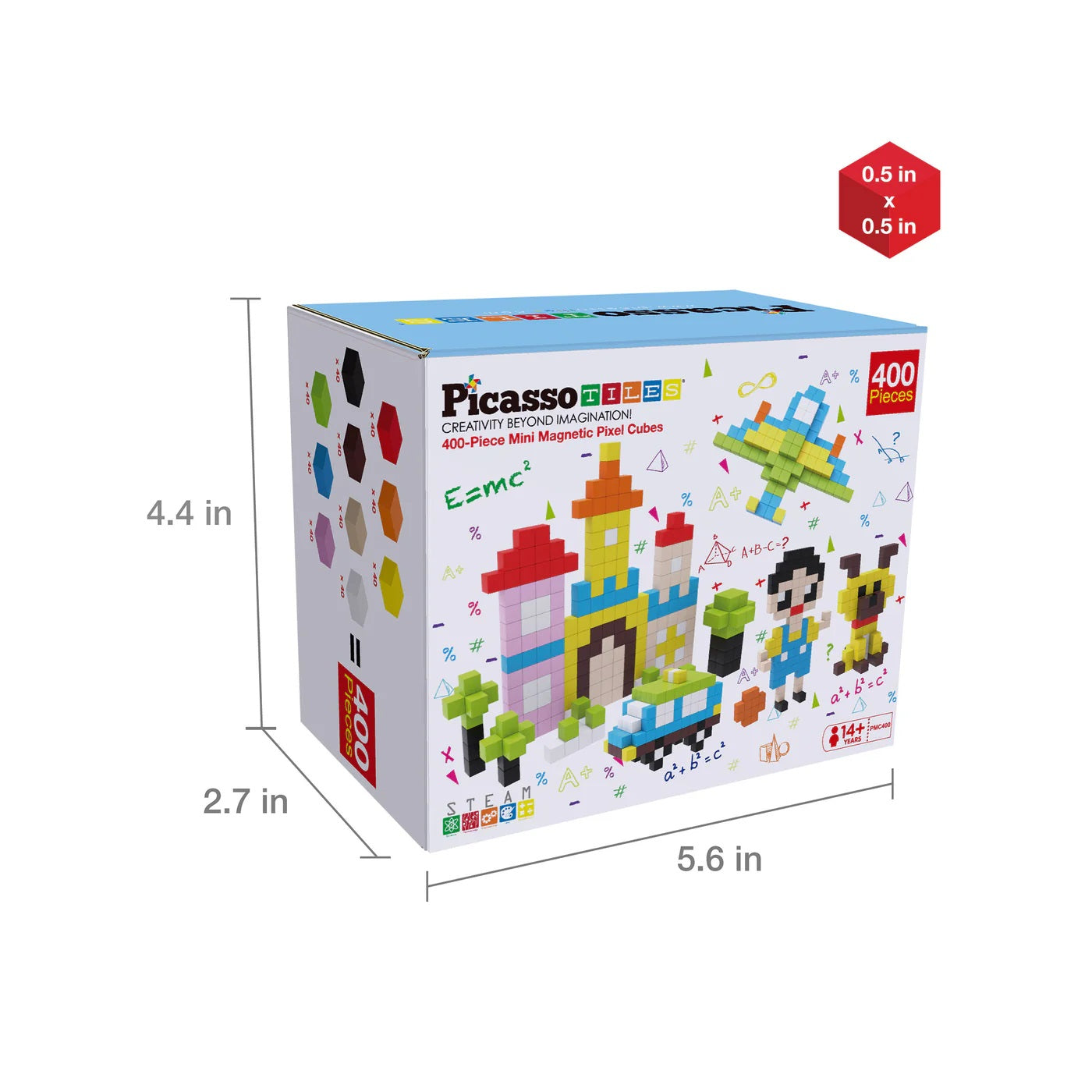 PicassoTiles Pixel Mini Magnetic Puzzle Cube 400 Piece Set