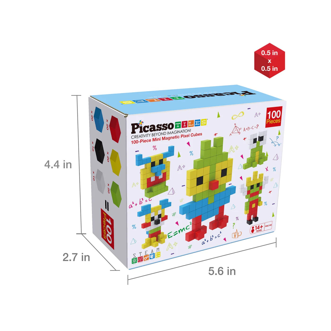 PicassoTiles Pixel Mini Magnetic Puzzle Cube 100 Piece Set
