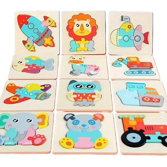 Wooden Animal & Vehicle Puzzle Assorted Shape - 1 Piece