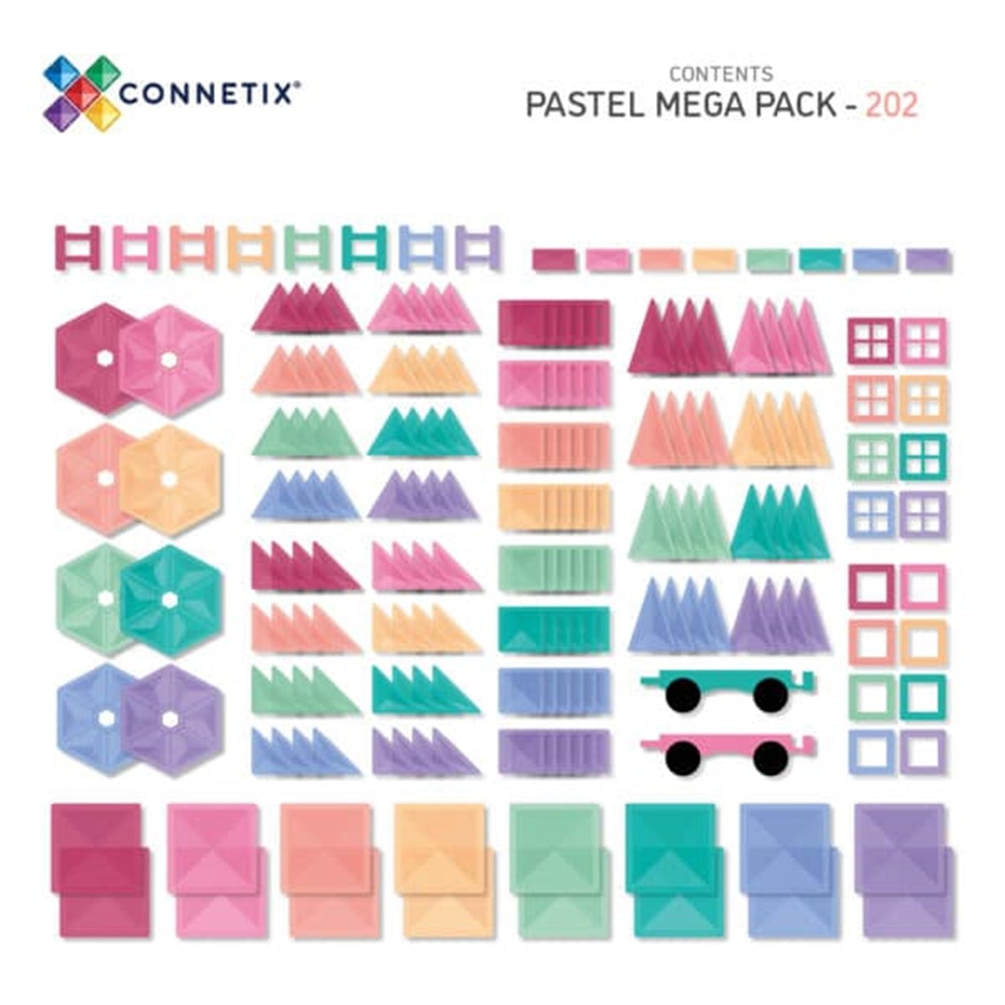 Connetix Pastel Mega Pack - 202 Piece Set