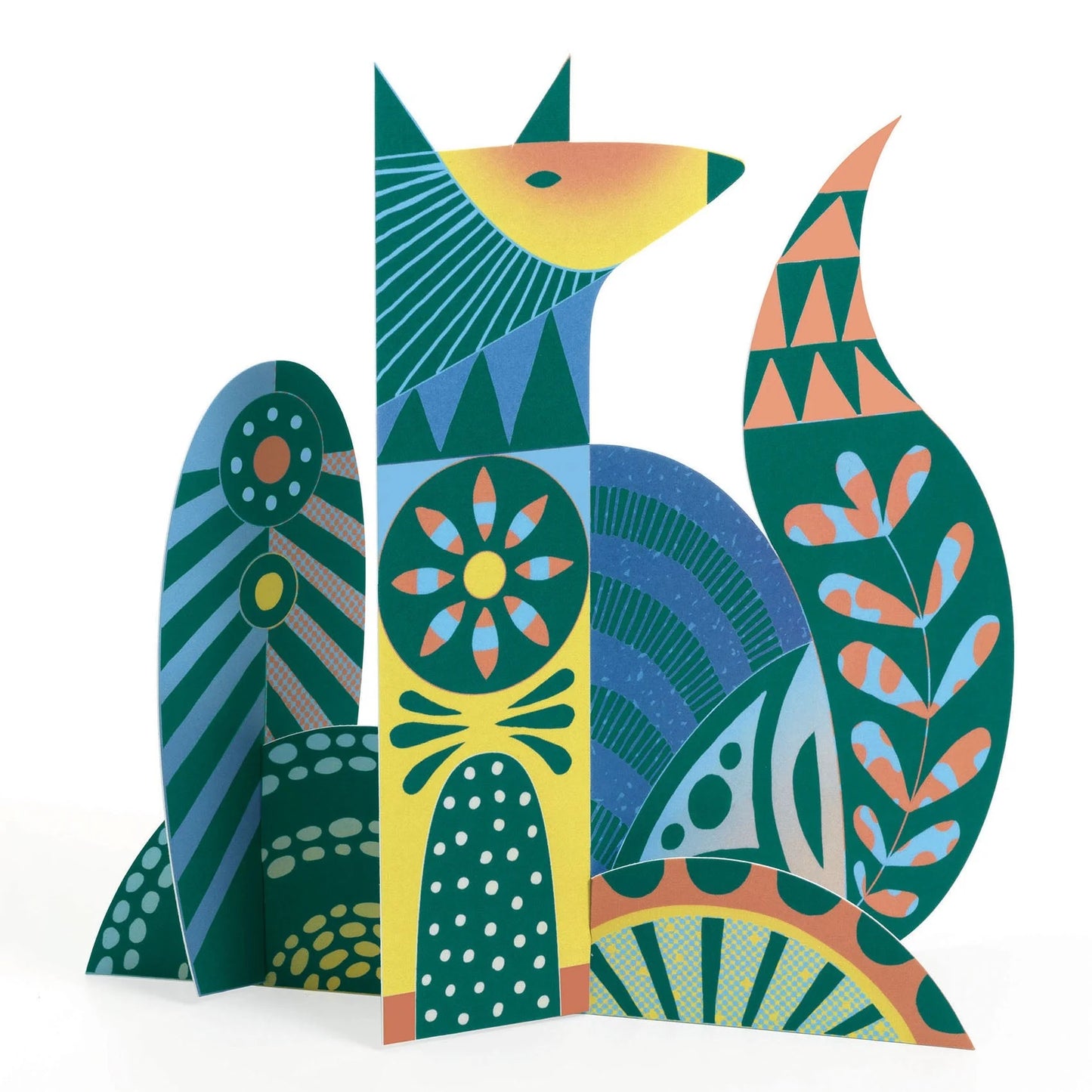 Djeco Folk Animal Scratch Card Sculptures Activity Set