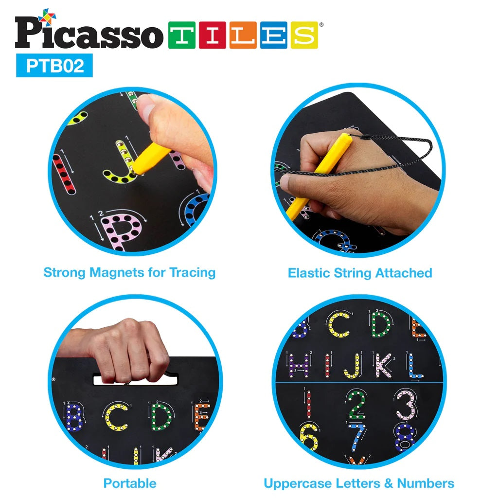 PicassoTiles 2-in-1 Magnetic Drawing Board Letters/Numbers