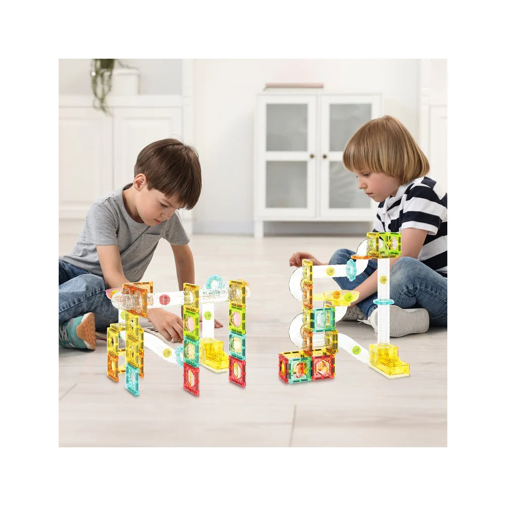 PicassoTiles Travel Sized Marble Run Playset 100 Pieces