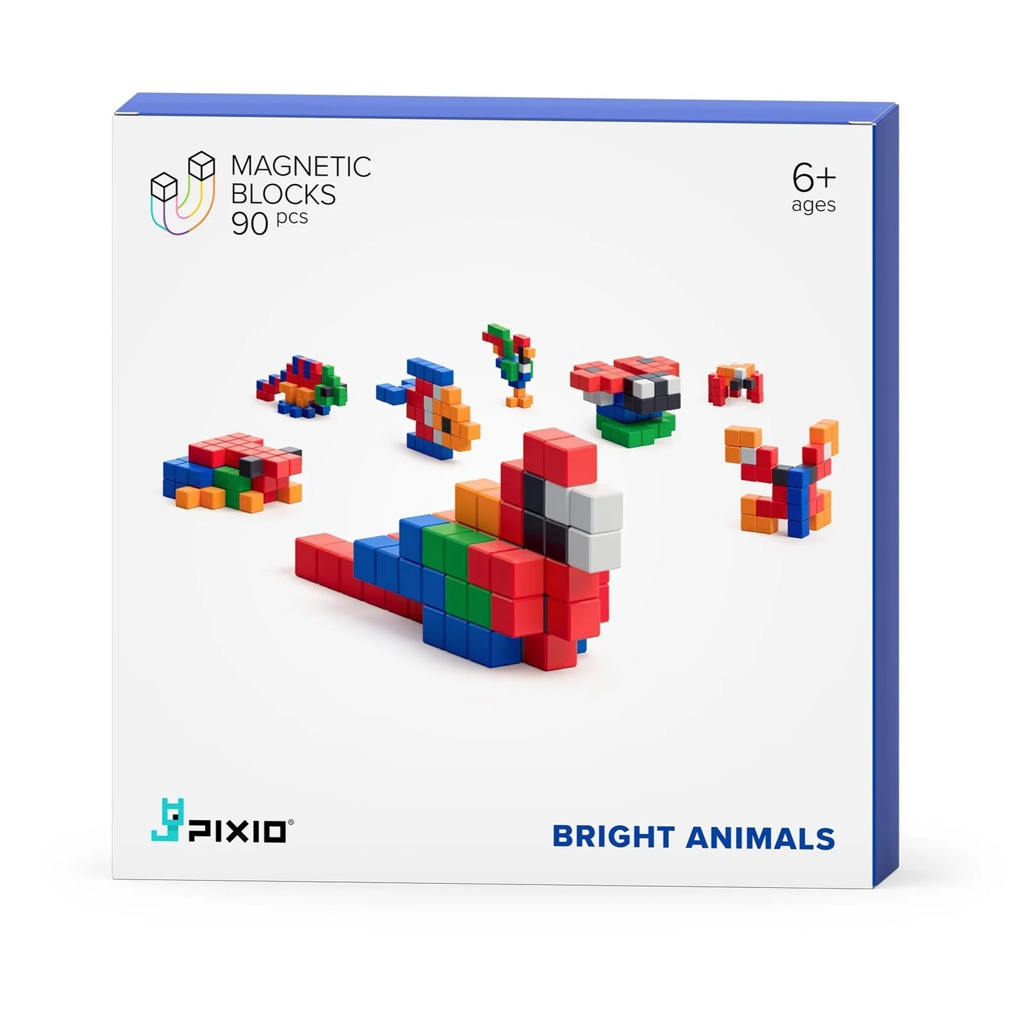 Pixio Bright Animals 90 Magnetic Blocks in 6 Colors