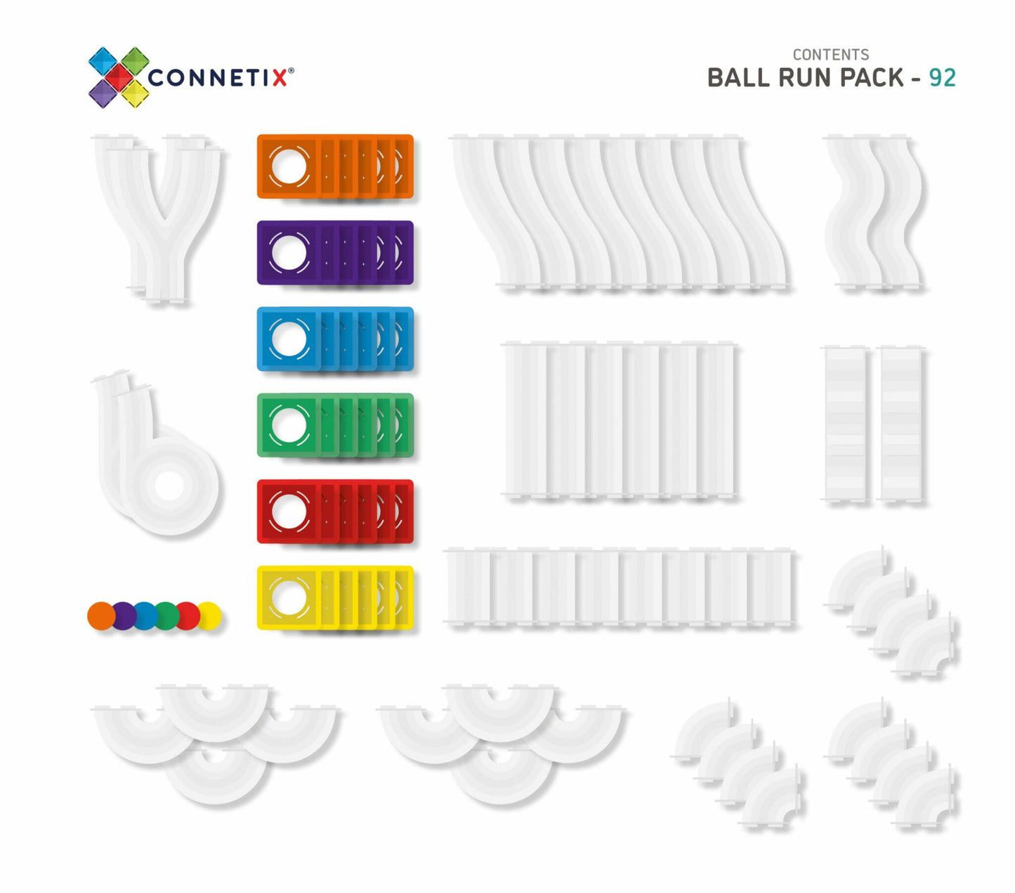 Connetix Rainbow Ball Run Pack - 92 Piece Set