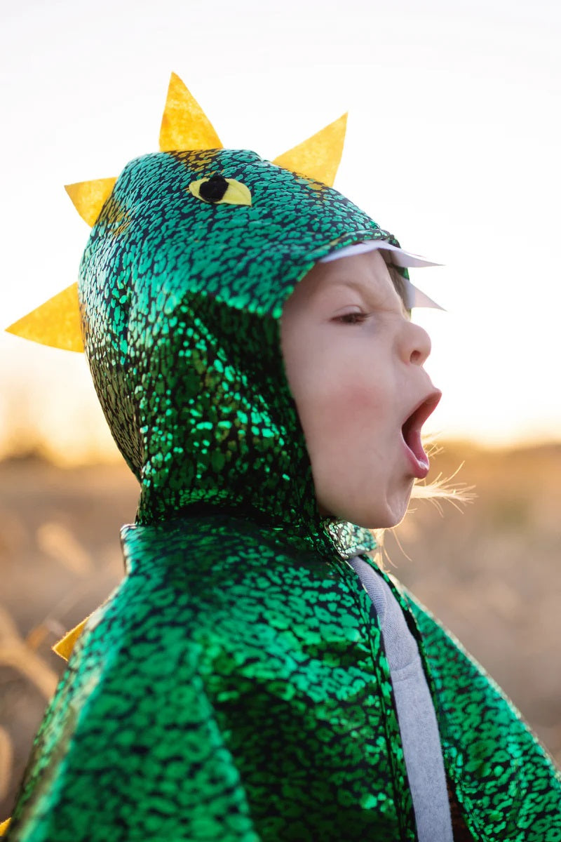 Great Pretenders Toddler Dragon Cape Green Metallic