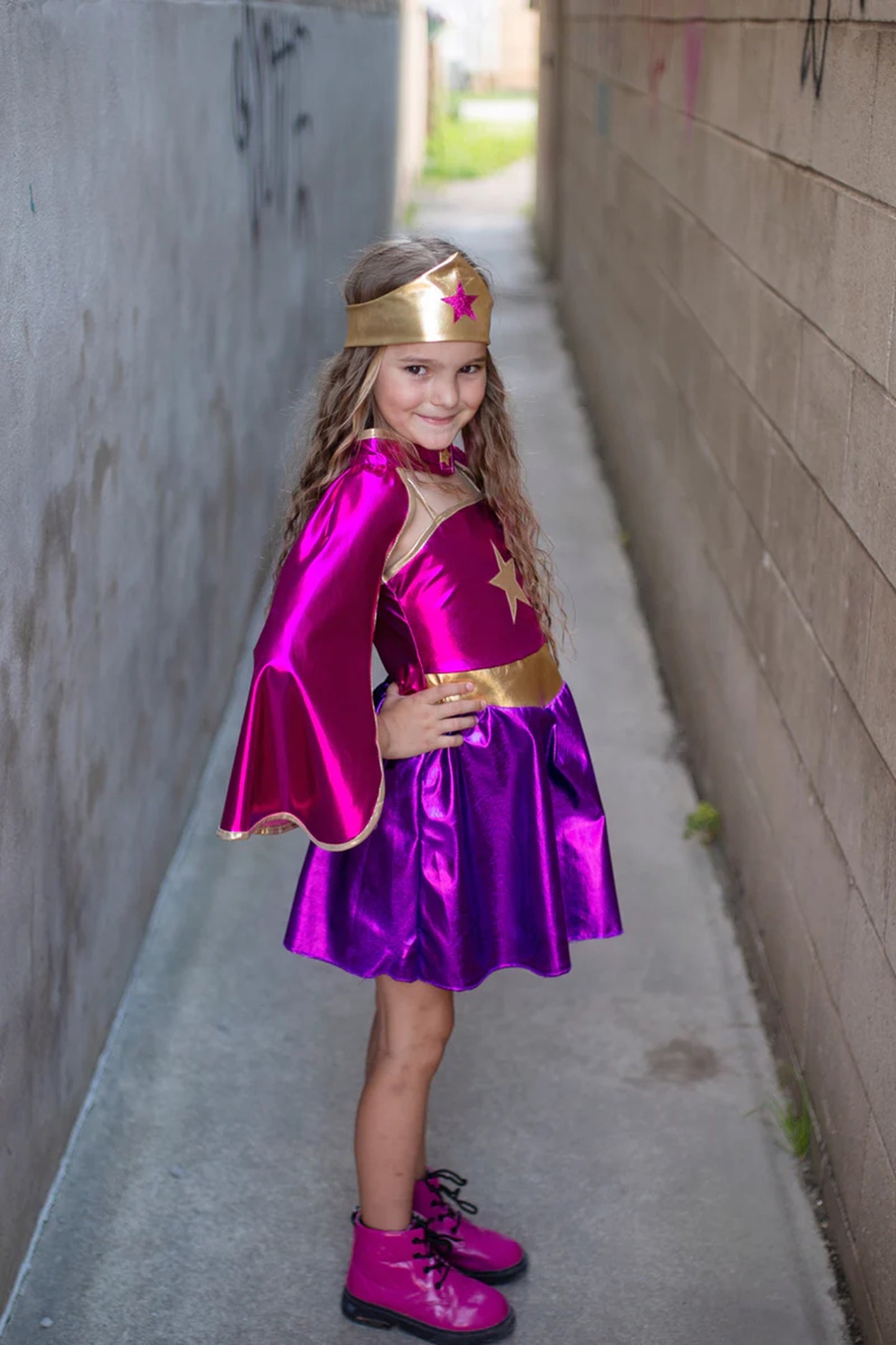 Great Pretenders Superhero Star Dress with Cape & Headpiece