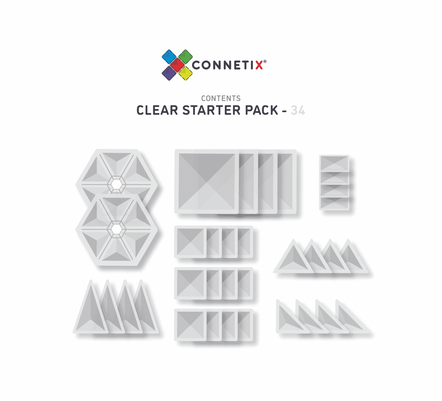 Connetix Clear Starter Pack - 34 Piece Set