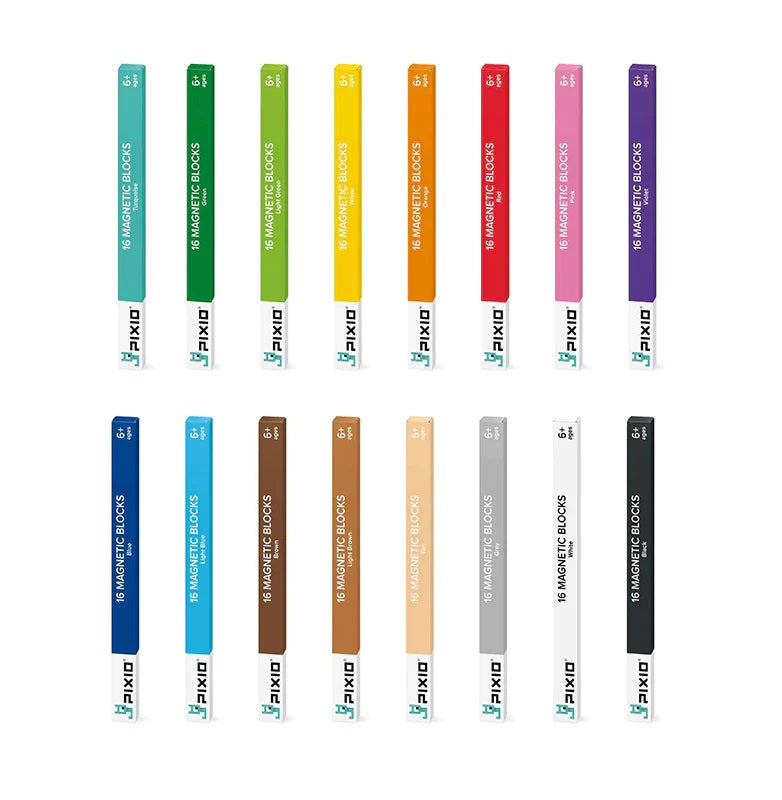 Pixio MonoColor Sticks 16 Magnetic Blocks in Single Colors