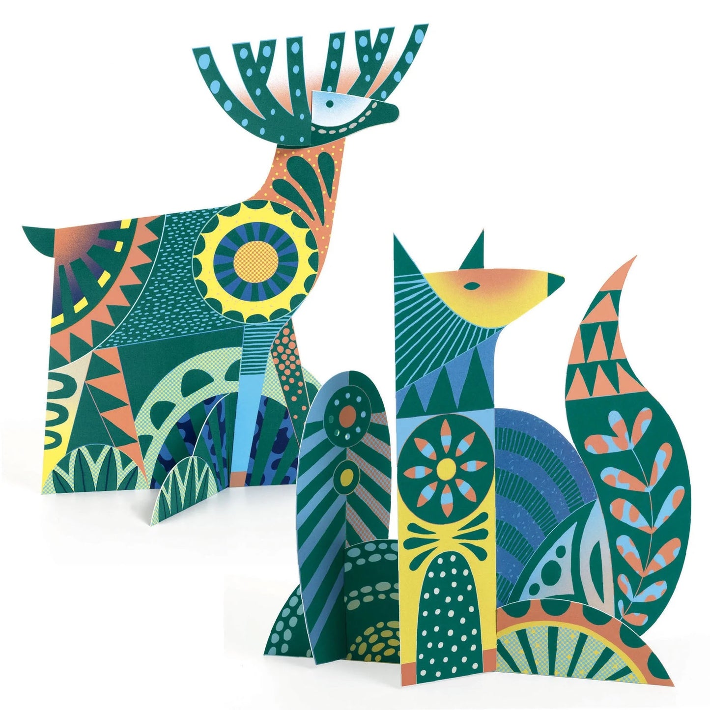 Djeco Folk Animal Scratch Card Sculptures Activity Set