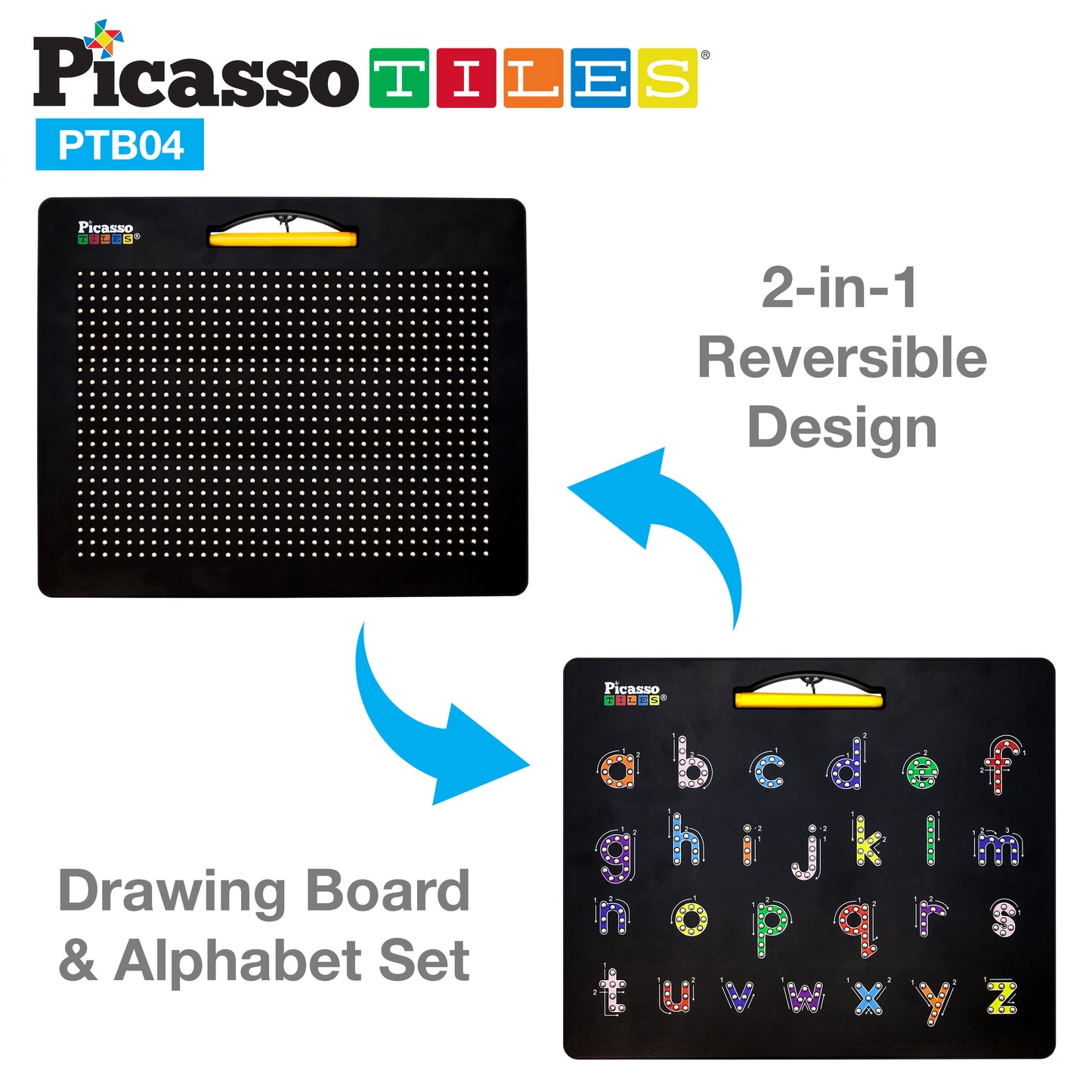 PicassoTiles 2-in-1 Magnetic Drawing Board Letters/Freestyle