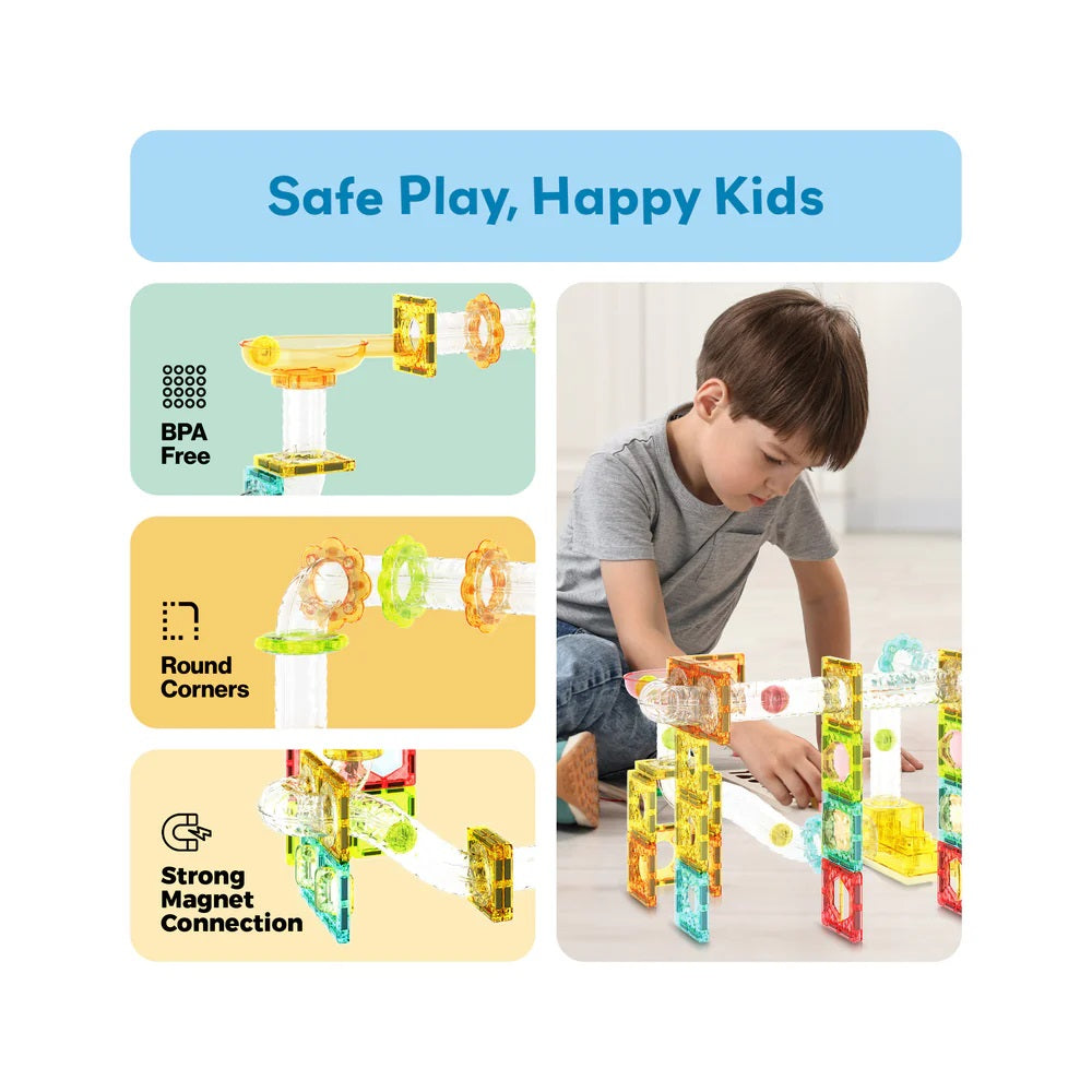 PicassoTiles Travel Sized Marble Run Playset 100 Pieces
