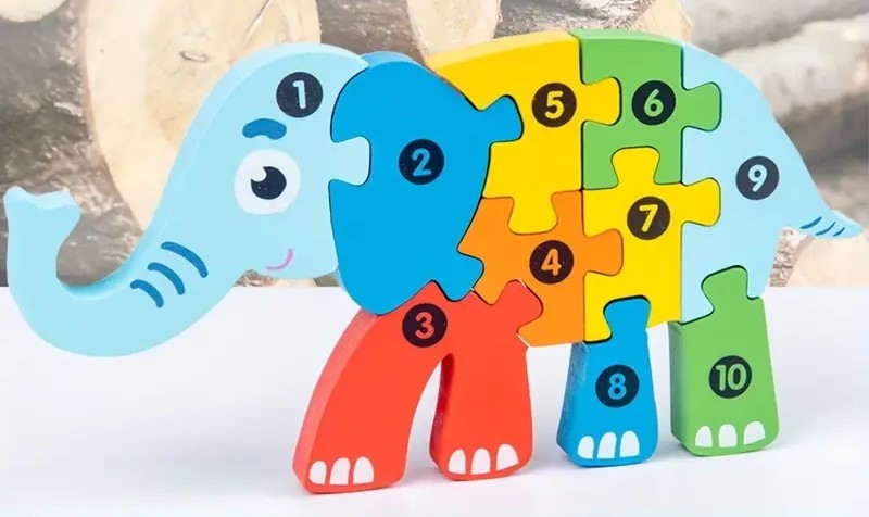 Wooden Numbered Puzzle Assorted Shape - 1 Piece