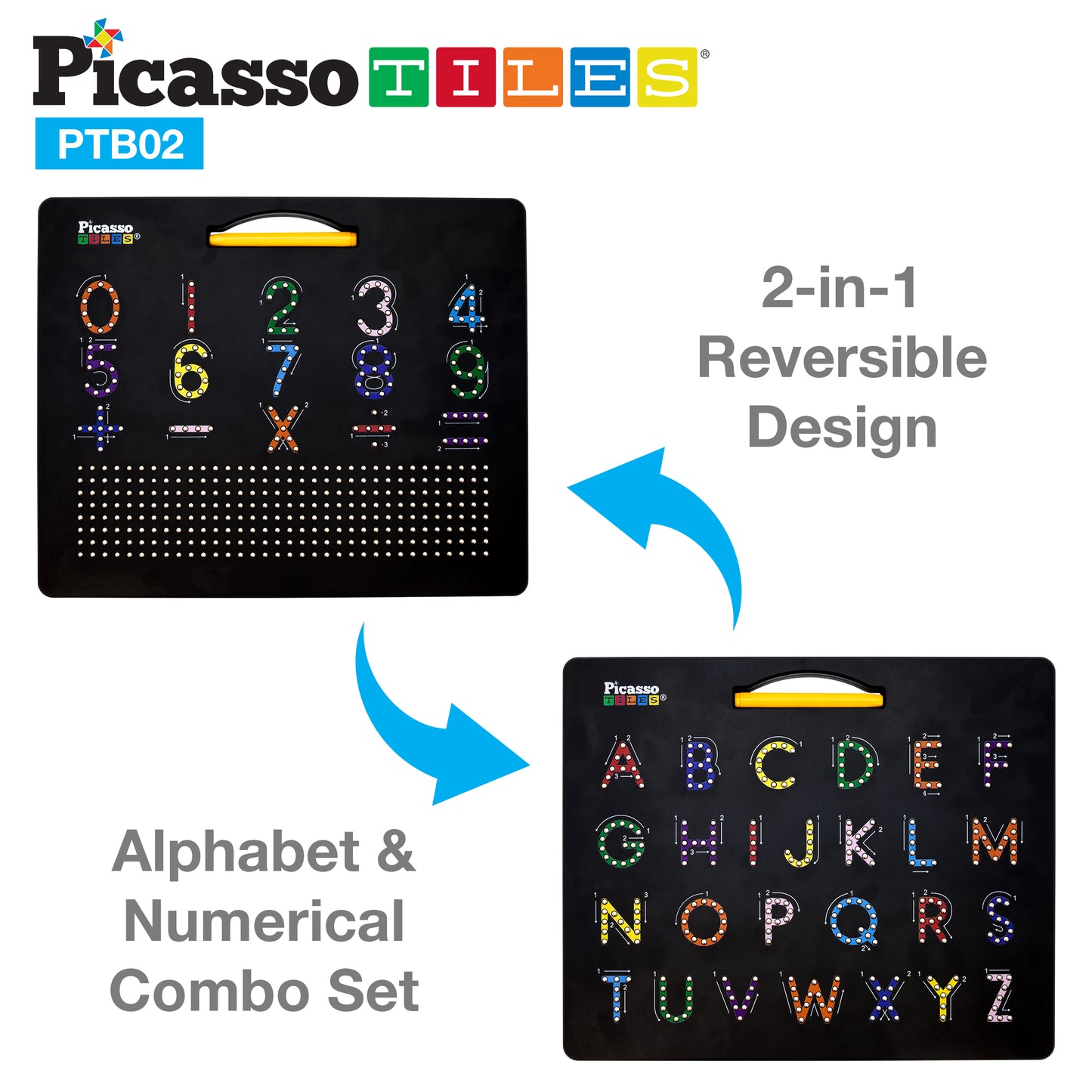 PicassoTiles 2-in-1 Magnetic Drawing Board Letters/Numbers