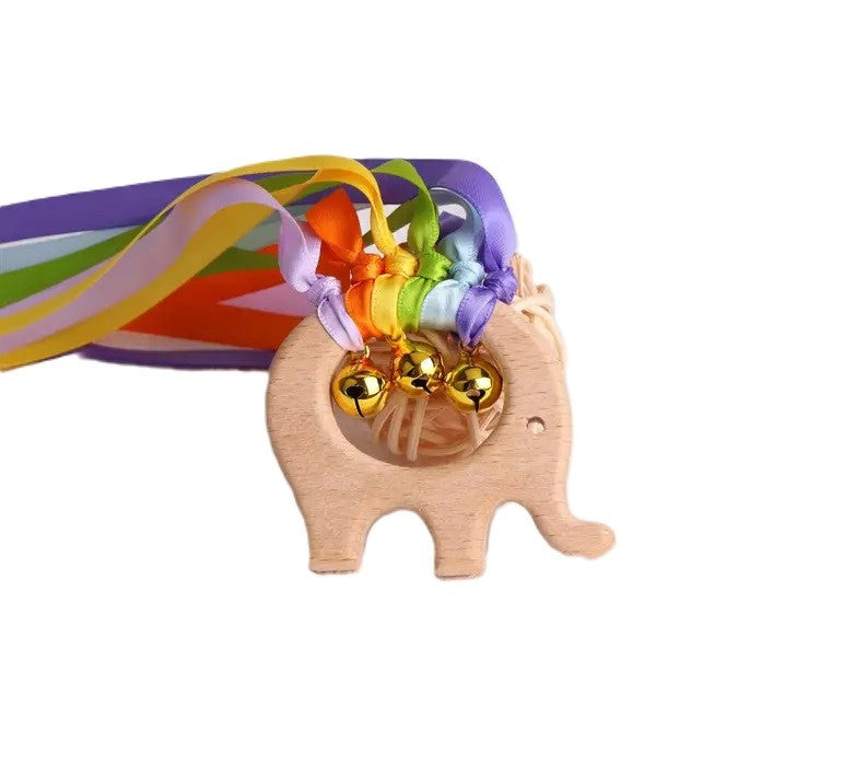 Sensory Toy Elephant with Bells & Ribbons