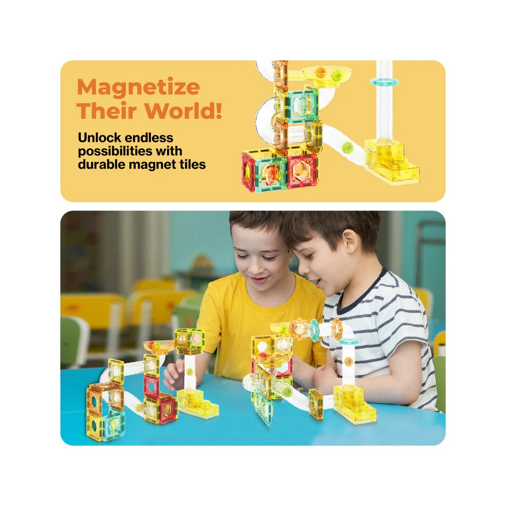 PicassoTiles Travel Sized Marble Run Playset 100 Pieces