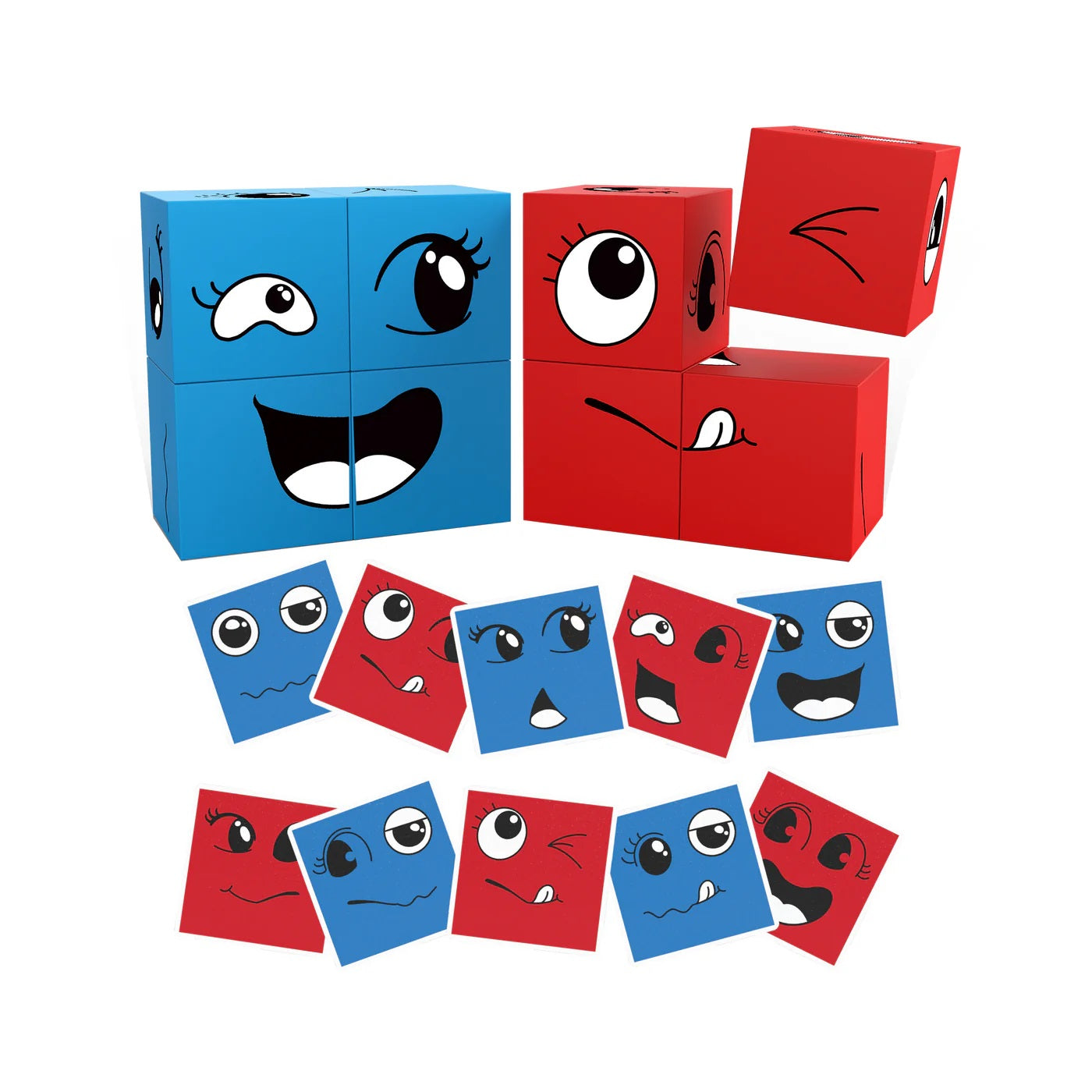 PicassoTiles Mix and Match 8 Piece Magnetic Emoticon Puzzle Cubes