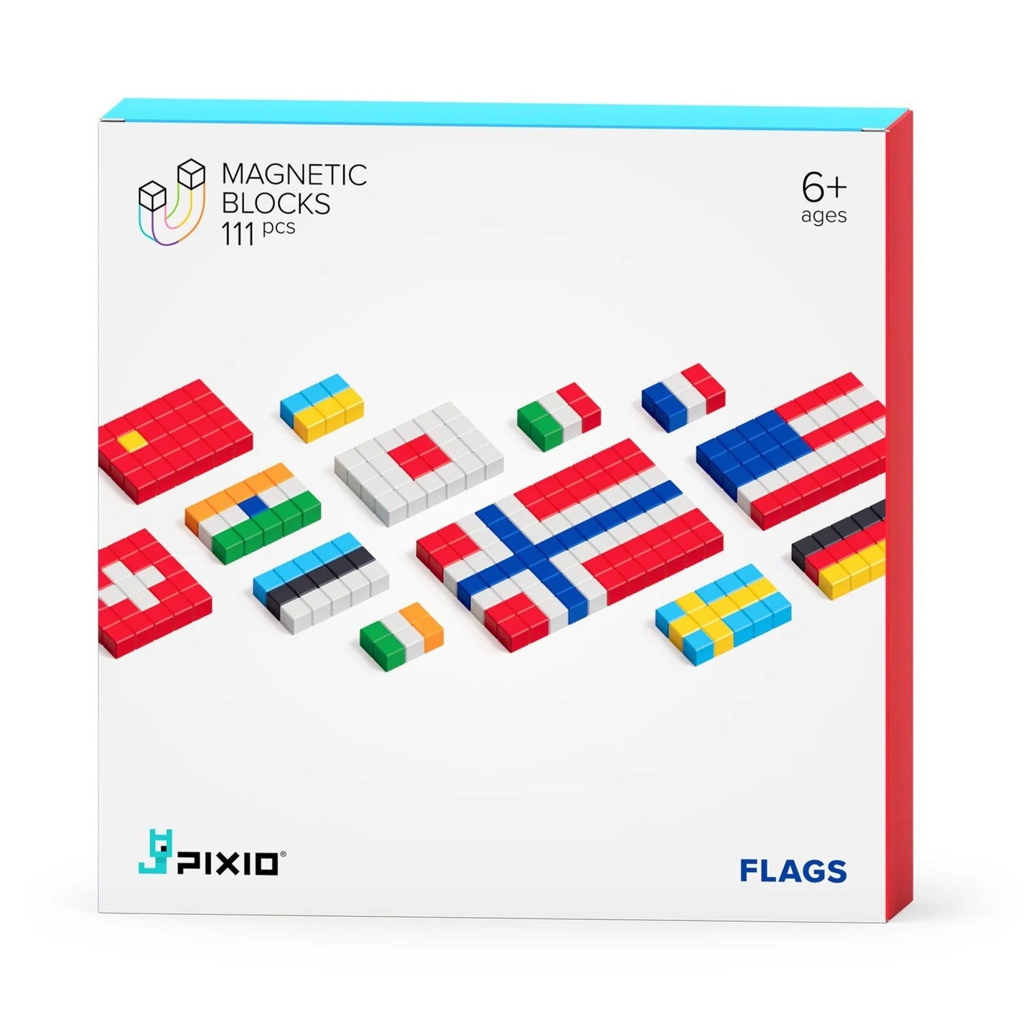 Pixio Flags 111 Magnetic Blocks in 8 Colors