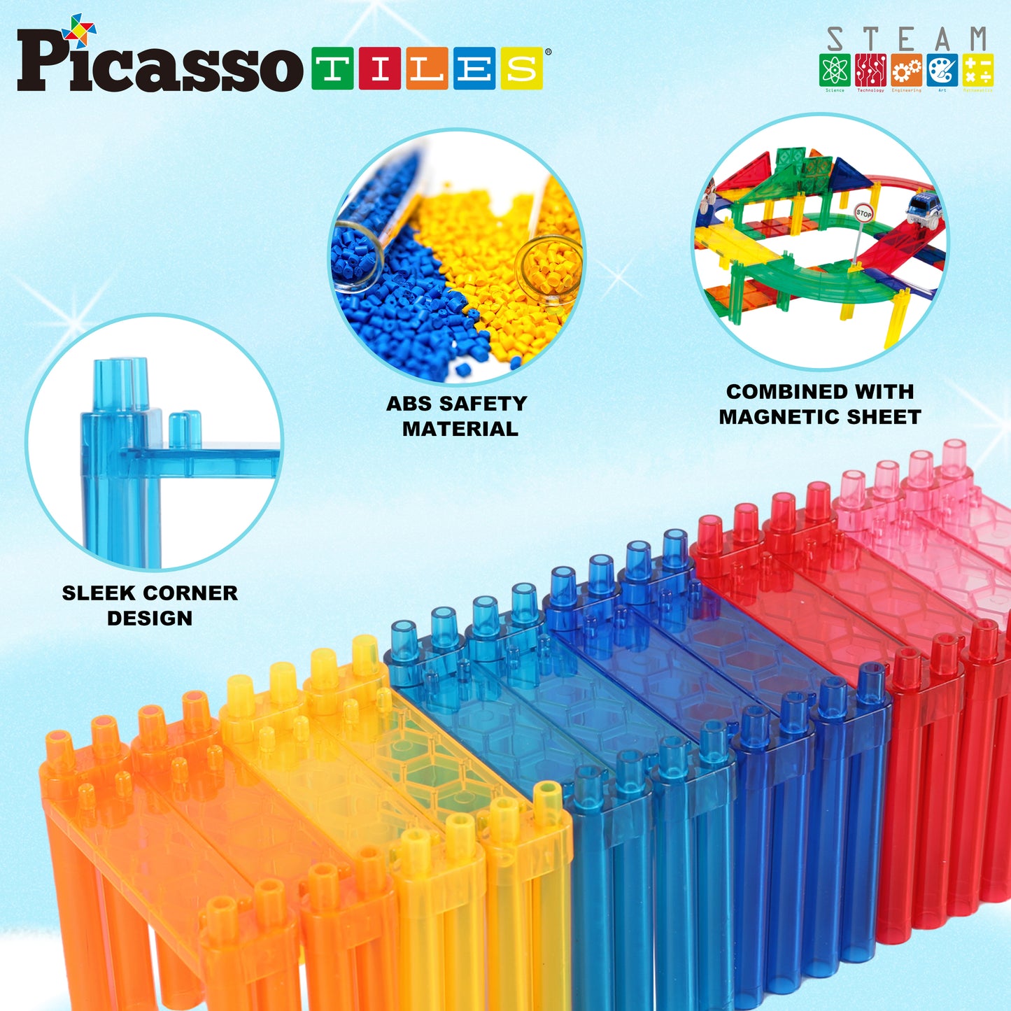 PicassoTiles Columns for Magnetic Race Track 12 Piece Set