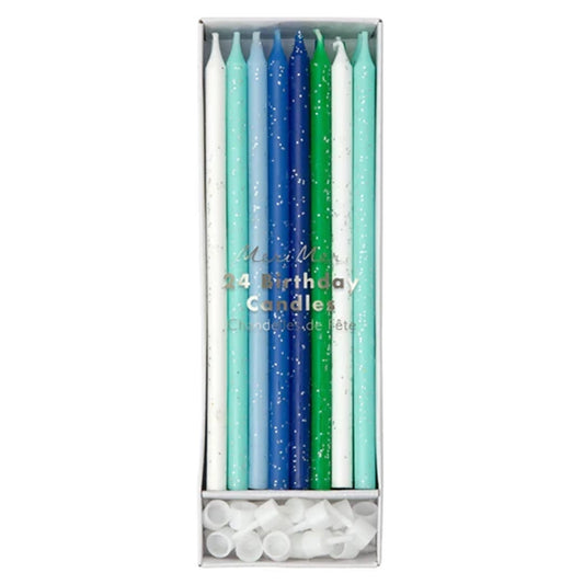 Meri Meri Blue & Green Glitter Candles