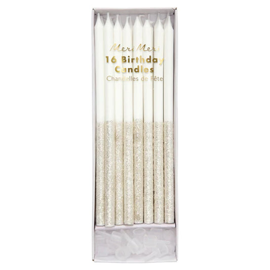 Meri Meri Silver Glitter Dipped Candles