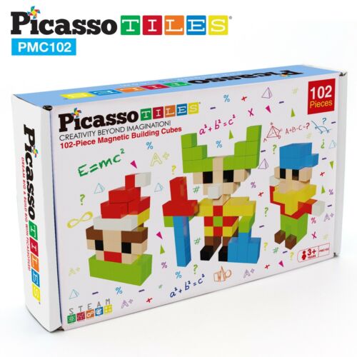 PicassoTiles Pixel Magnetic Puzzle Cube 102 Piece Set