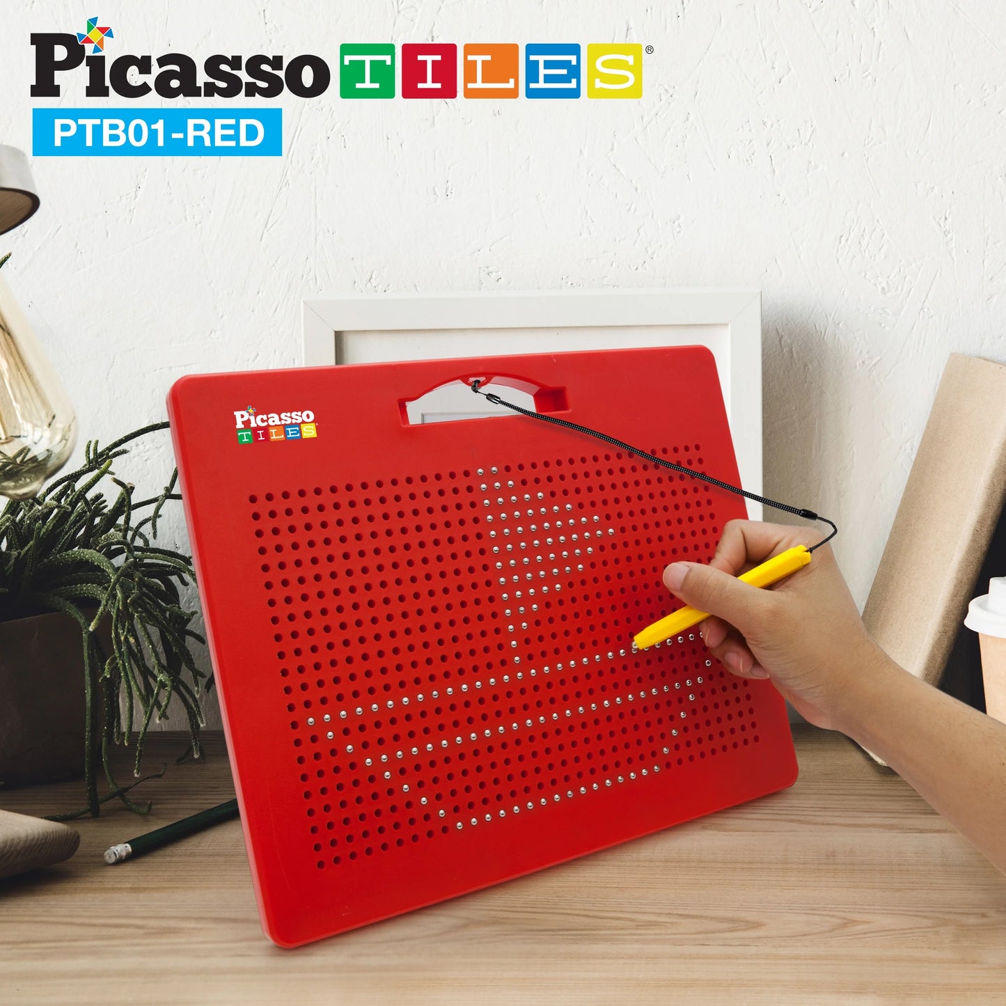 PicassoTiles Magnetic Drawing Board Red