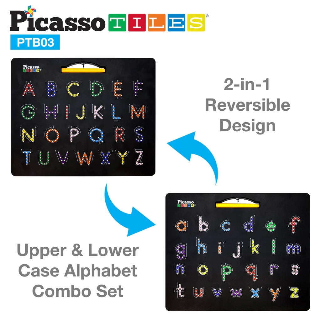 PicassoTiles 2-in-1 Magnetic Drawing Board 2-Case Letters