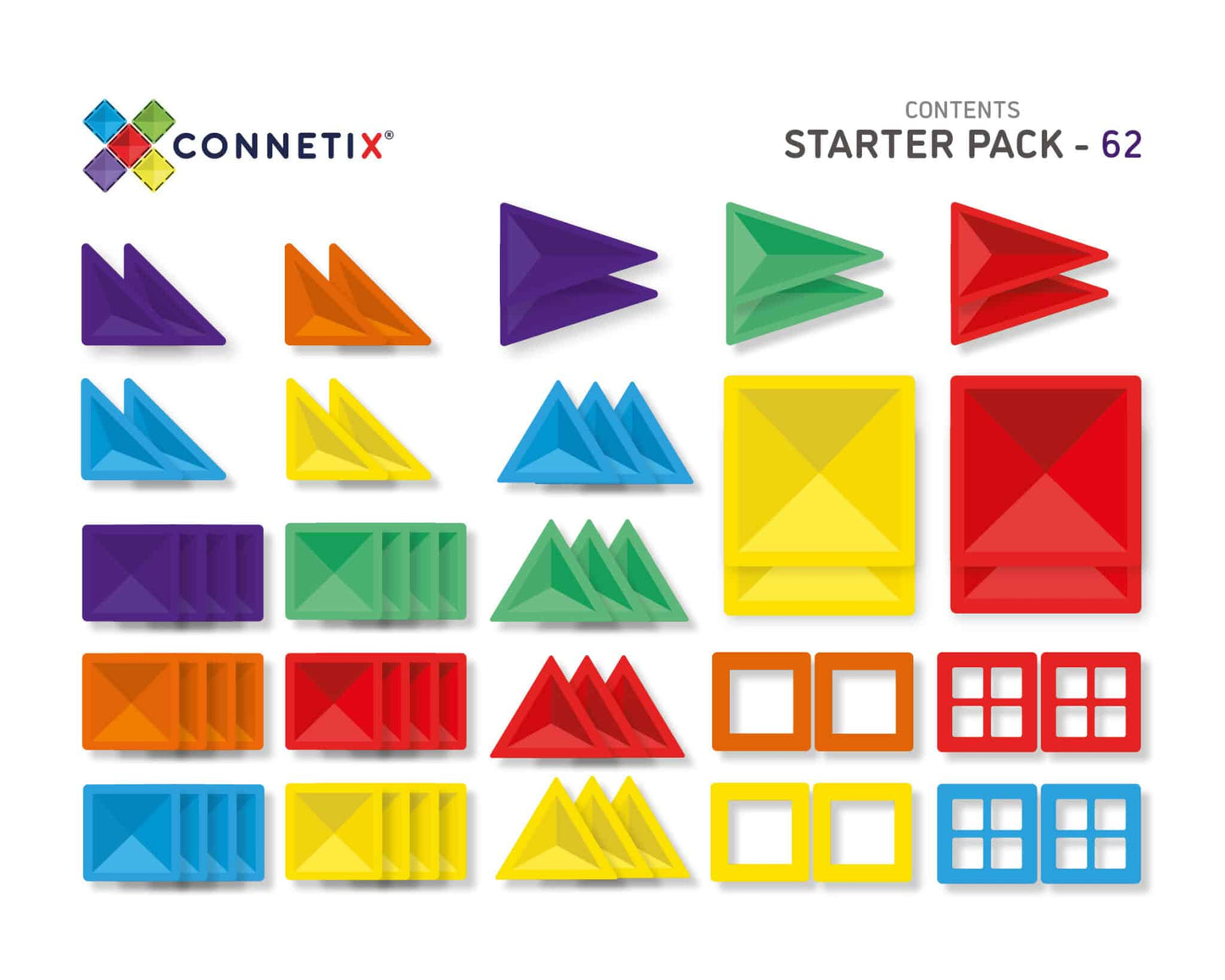 Connetix Rainbow Starter Pack - 62 Piece Set